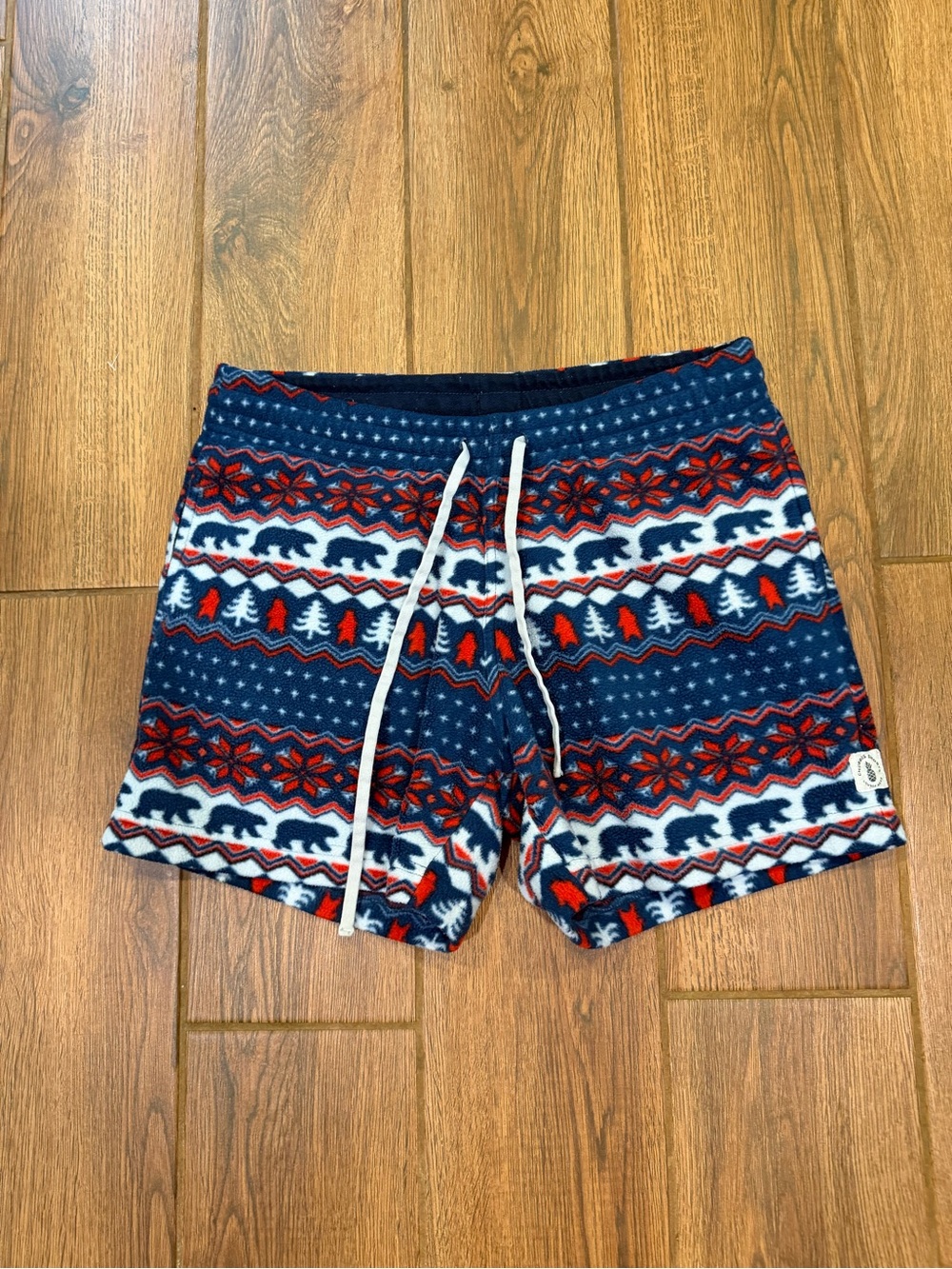 chubbies Men’s Fleece Sleep Shorts Blue Red Drawstring Size S